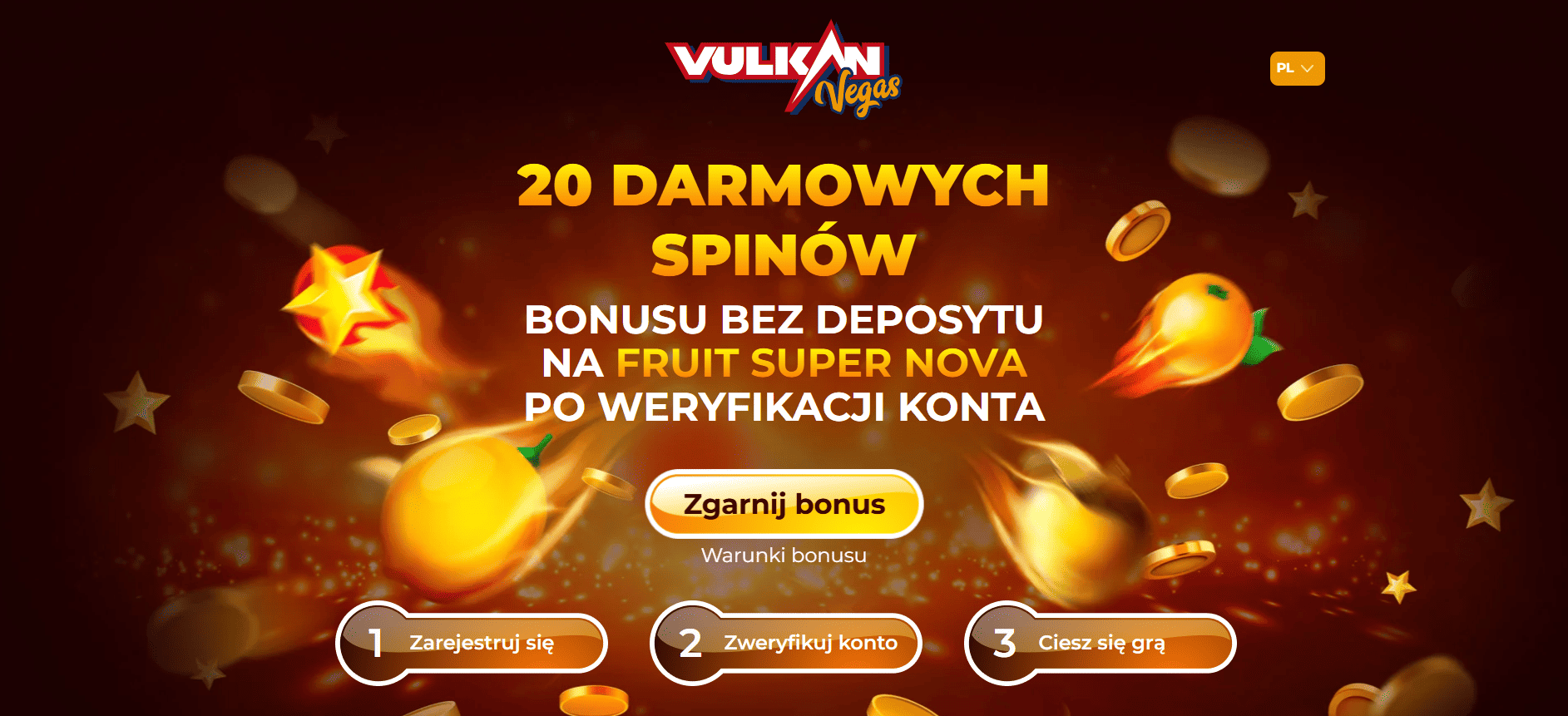 Interfejs główny kasyna Vulkan Vegas z prezentacją gier i bonusów